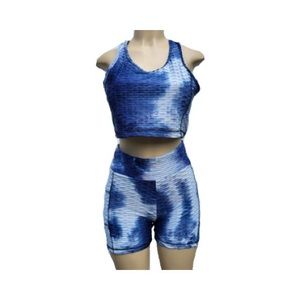 TIE DYE MULTI BLUES SHORT SET